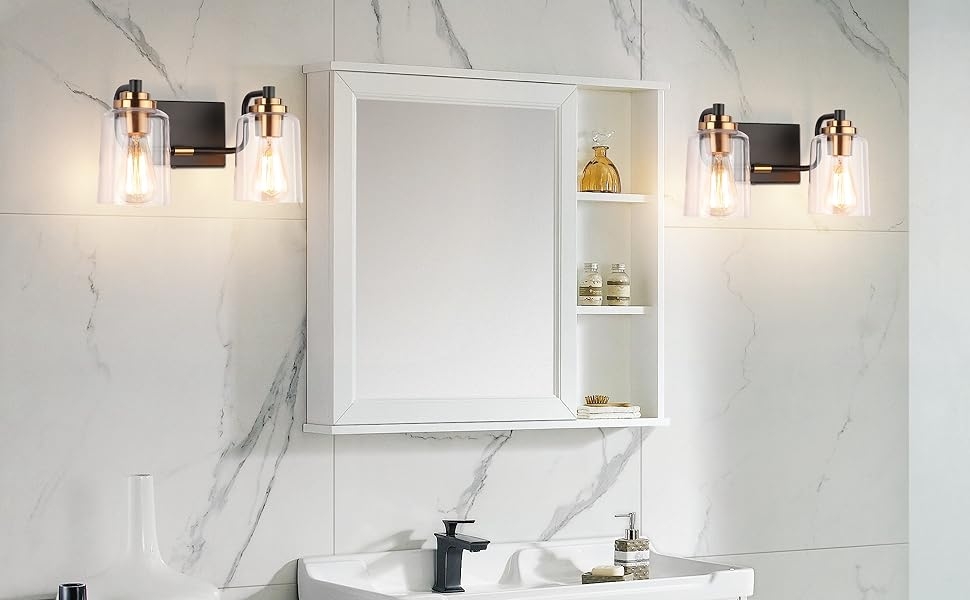  Vintage Wall Lighting Bath Vanity Light Indoor Vanity Chrome with Clear Glass Bathroom Wall Mount 