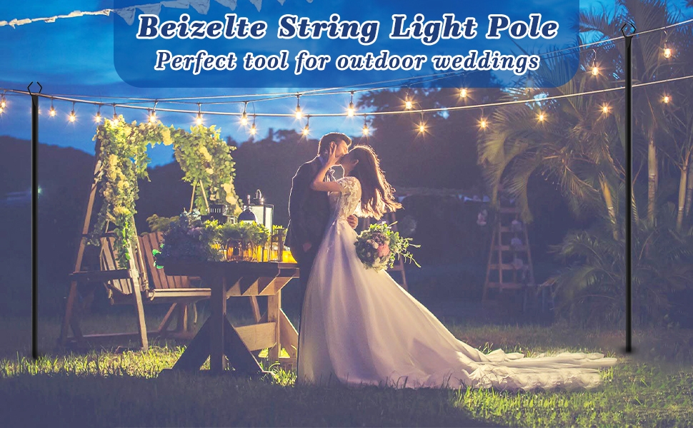 string light poles for wedding