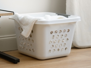 hip hugger laundry basket plastic stackable handles toy storage blanket towel rubbermaid sterilite