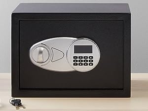 Amazon Basics Compact Home Safe with programmable electronic keypad lock